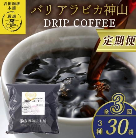 ドリップコーヒー バリ アラビカ神山 3種30袋 定期便 全3回